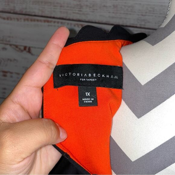 Victoria Beckham x Target Scallop Trim Ruffle Mini Dress Orange & Black Size 1X - Picture 8 of 9